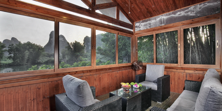 This is the largest room at Mountain Retreat , two bathrooms, seating on the terrace for up to 8 people and spectacular views, all in a separate private building.