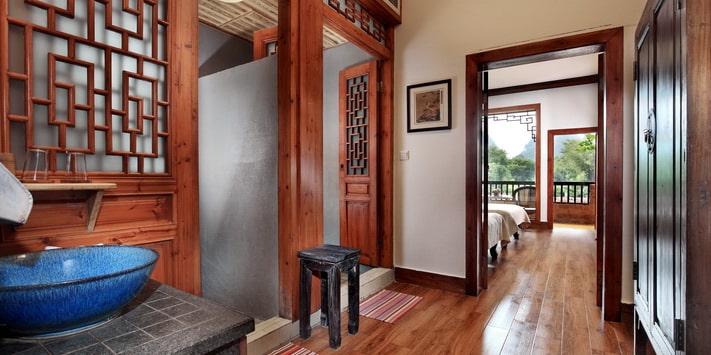This spacious river view room is a couples favorite at Yangshuo Mountain Retreat.